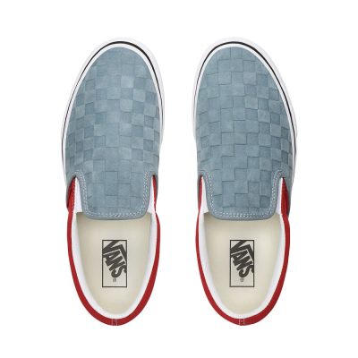 Vans Deboss Checkerboard Classic Slip-On - Kadın Slip-On Ayakkabı (Kırmızı)